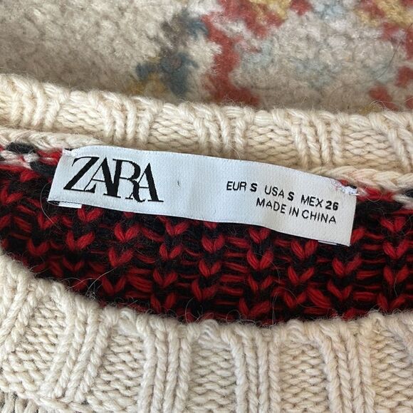 Zara Fair Isle Crop Sweater Small - Picture 6 of 8